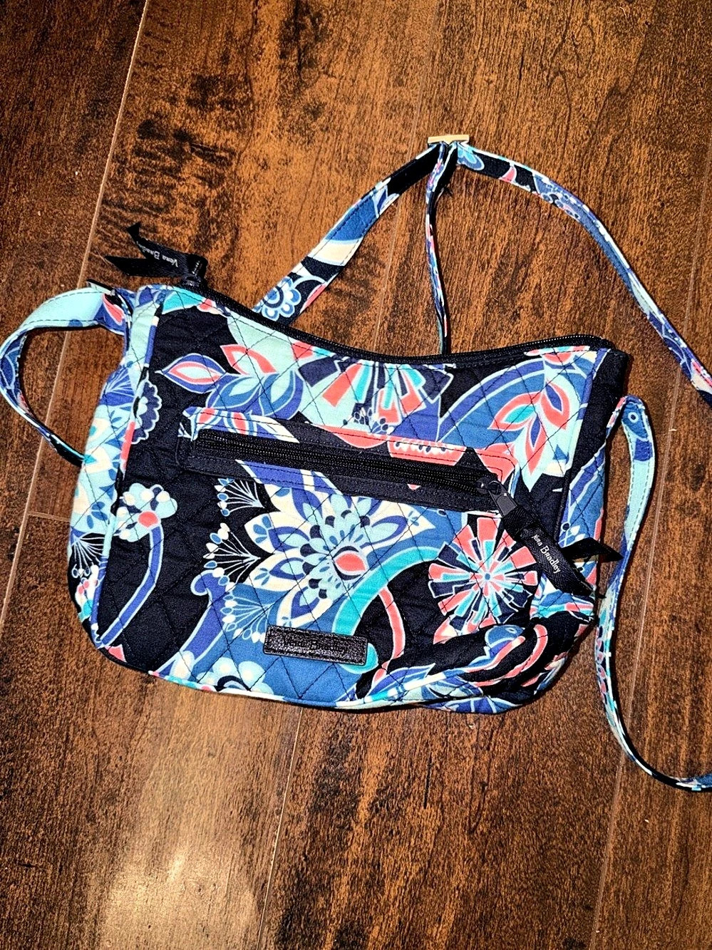 Vera Bradley Floral Crossbody Bag in Blue & Black